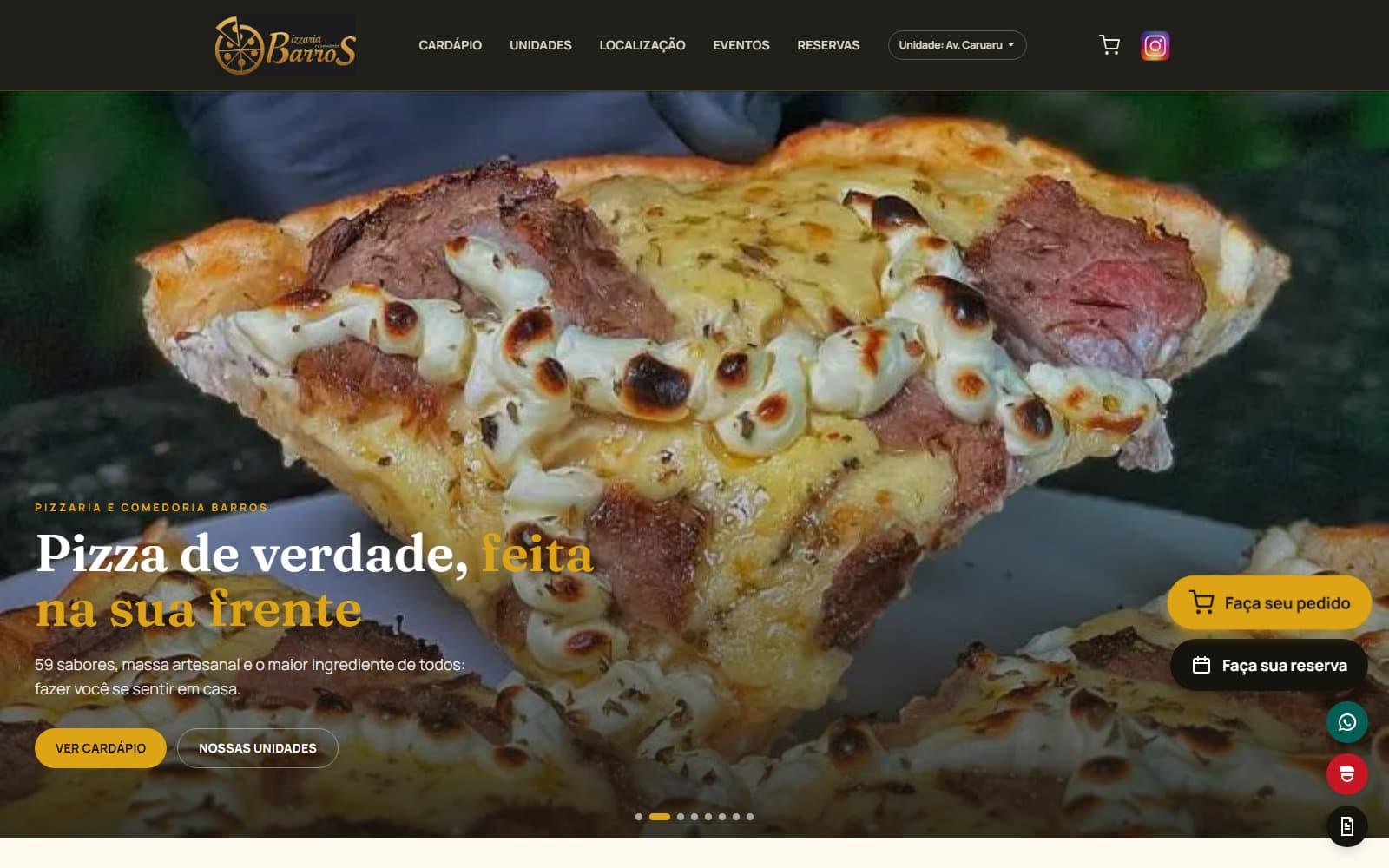 Print do site Pizzaria Barros